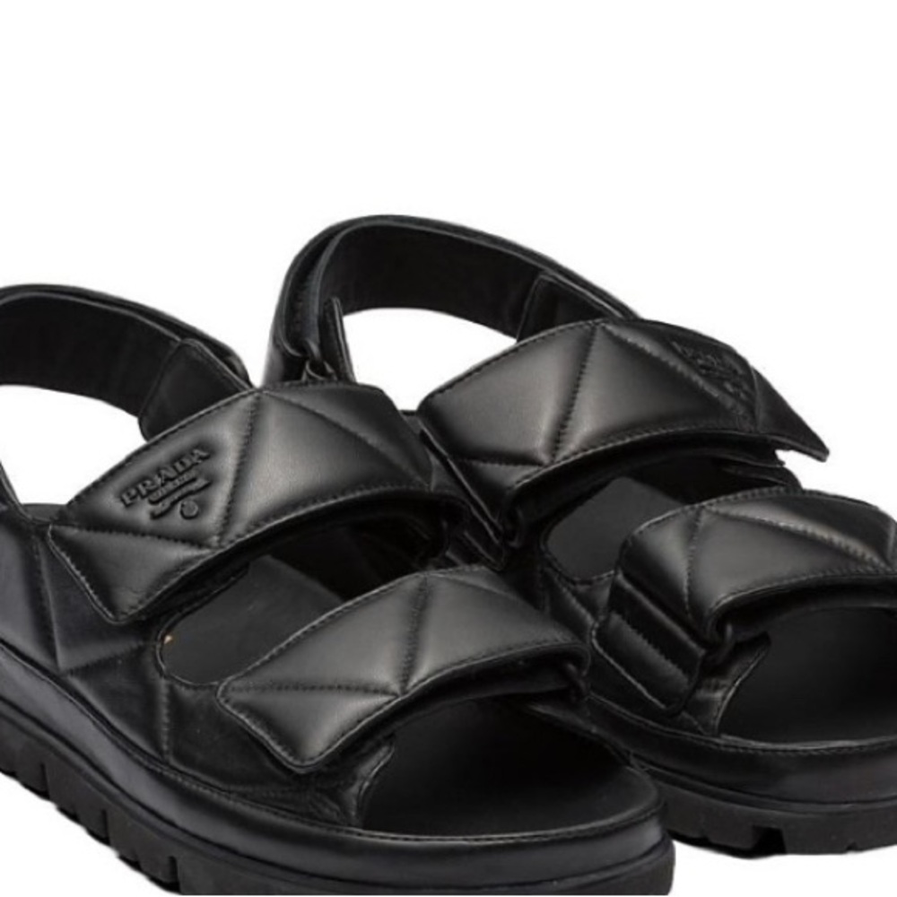 Prada Matelasse Sport Black Quilted Leather Sandals
